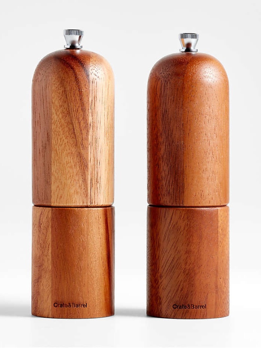 Crate&Barrel Tondo Acacia Salt and Pepper Mill Set